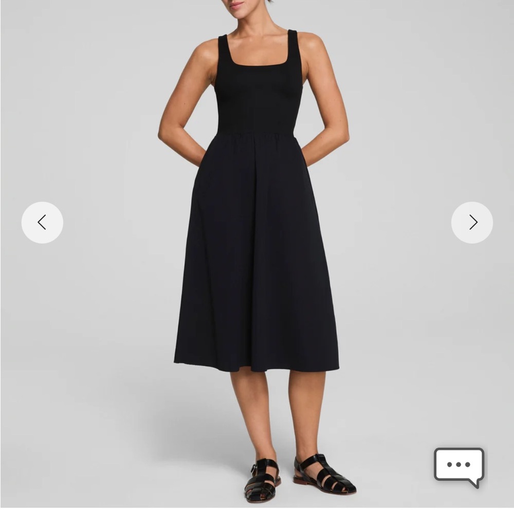 SPANX Elegant Black Sleeveless Midi Dress